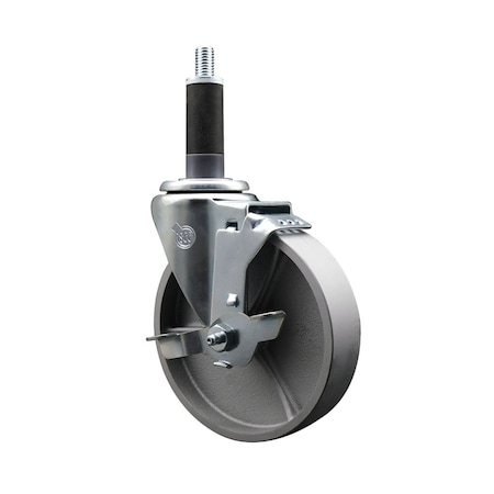 Service Caster 4'' Semi Steel Swivel 1'' Expanding Stem Caster with Brake SCC-EX20S415-SSR-TLB-1